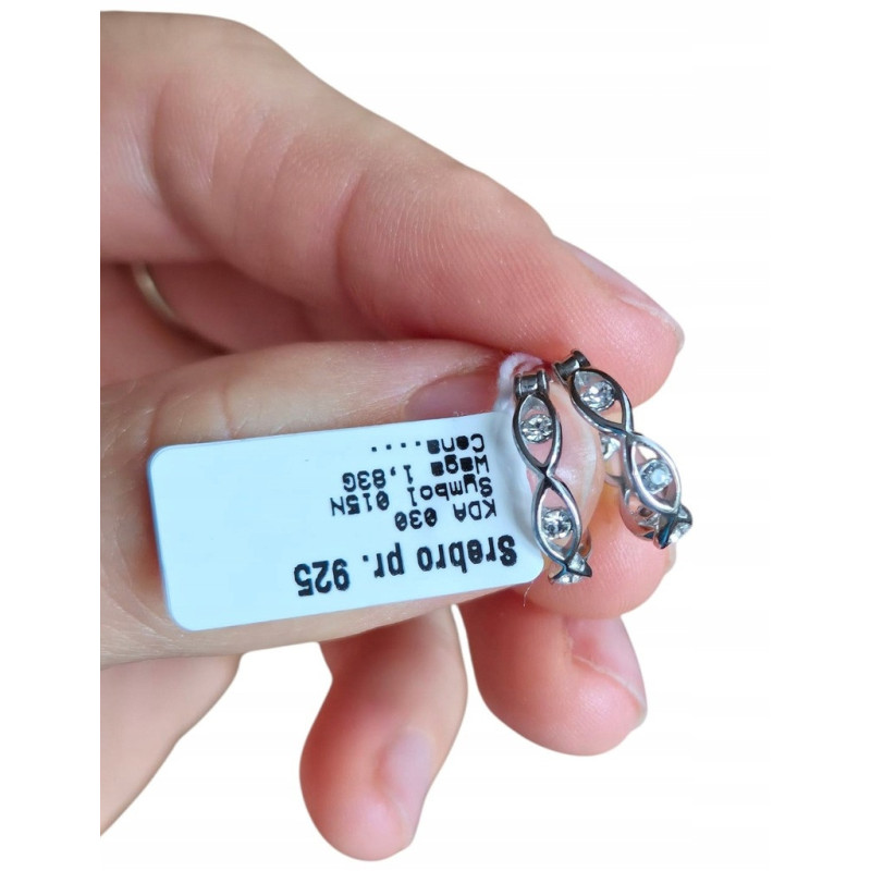 Srebrne rodowane kolczyki damskie kółka z cyrkonią – srebro 925