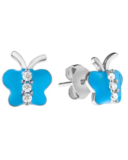 SREBNRE KOLCZYKI DLA DZIEWCZYNKI WISZĄCE MOTYLE MOTYLKI SREBRO 925