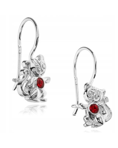 SREBRNE KOLCZYKI DLA DZIEWCZYNKI WISZĄCE KOTY KOTKI 925