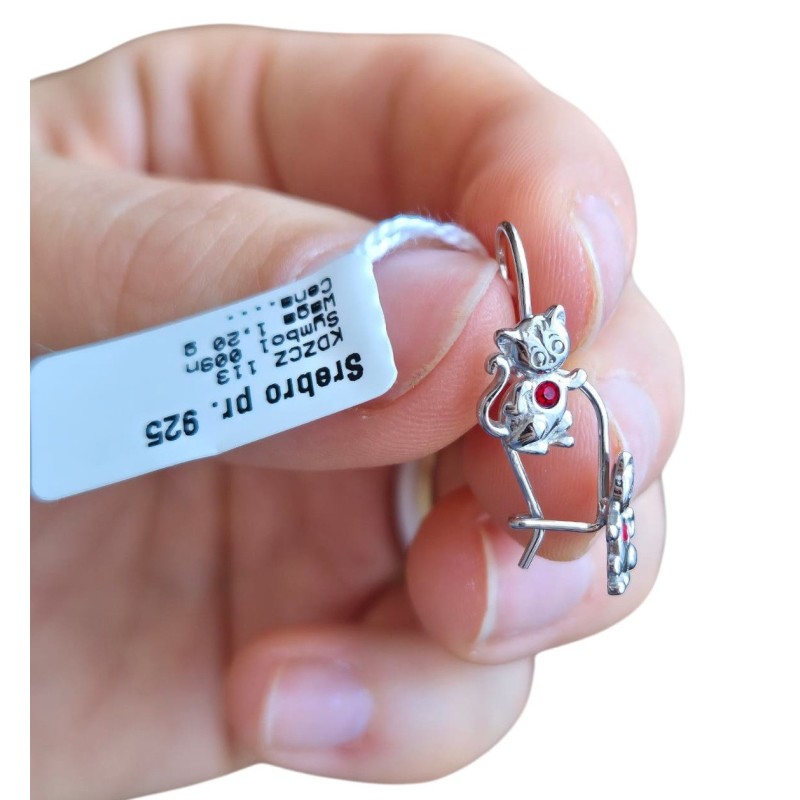 SREBRNE KOLCZYKI DLA DZIEWCZYNKI WISZĄCE KOTY KOTKI 925