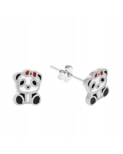 SREBRNE KOLCZYKI DLA DZIEWCZYNKI PANDY SZTYFT 925