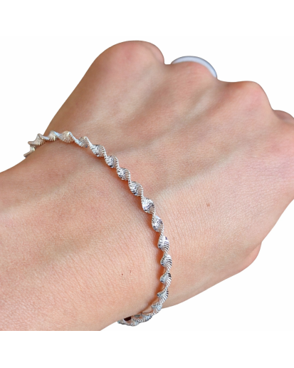 Bransoletka srebrna 925 skręcana taśma 19 cm | wysoki połysk