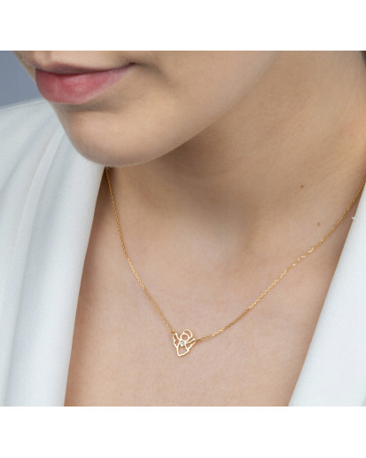 Naszyjnik celebrytka – Aniołek z cyrkonią | srebro 925 pozłacane 45 cm
