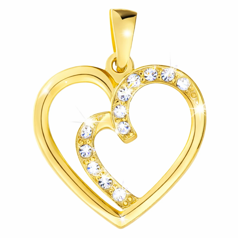 Złota zawieszka serce ze srebra 925 pozłacana z cyrkoniami AAA