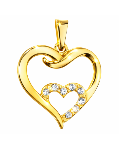 Złota Zawieszka Serce z Cyrkoniami AAA – Srebro 925 Pozłacane