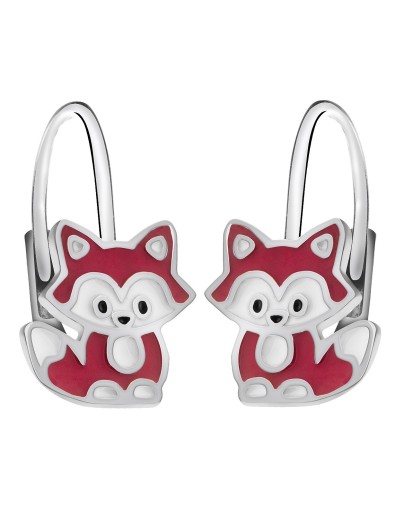 SREBRNE KOLCZYKI DLA DZIEWCZYNKI WISZĄCE LISY LISKI PRÓBA 925