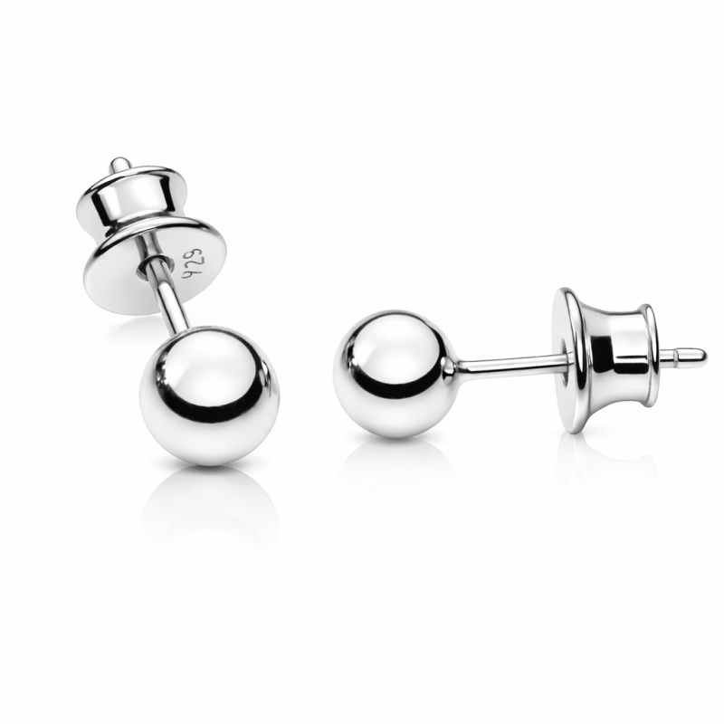 Srebrne kolczyki damskie kulki sztyfty 5 mm – Srebro 925