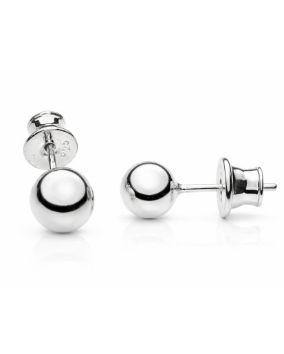 Srebrne kolczyki damskie kulki sztyfty 6 mm – Srebro 925