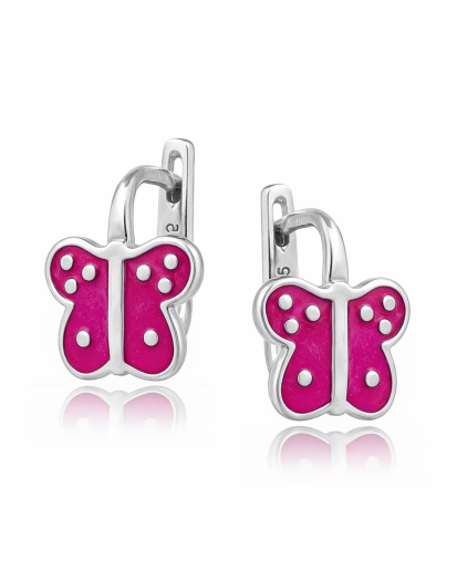 Srebrne kolczyki dla dzieci motylki angielskie 925