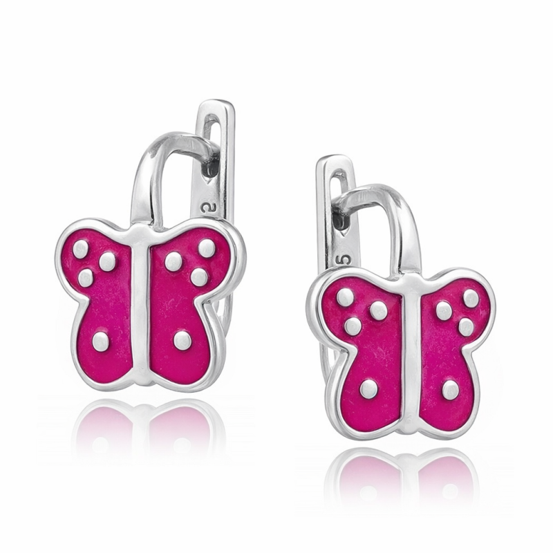 Srebrne kolczyki dla dzieci motylki angielskie 925