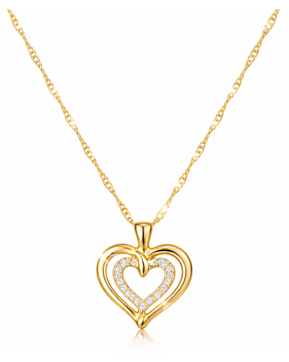 Naszyjnik pozłacany srebro 925 Singapur – serce z cyrkoniami