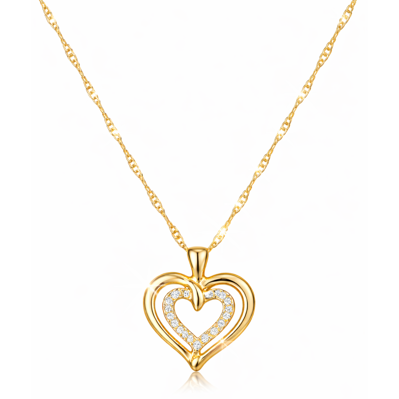 Naszyjnik pozłacany srebro 925 Singapur – serce z cyrkoniami