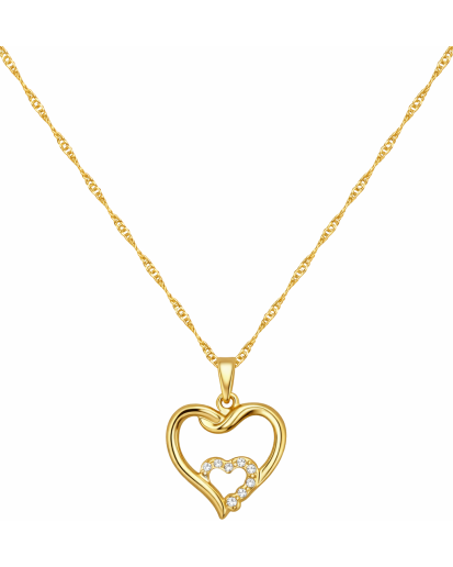 Naszyjnik pozłacany srebro 925 Singapur serce z cyrkoniami | 45/50/55