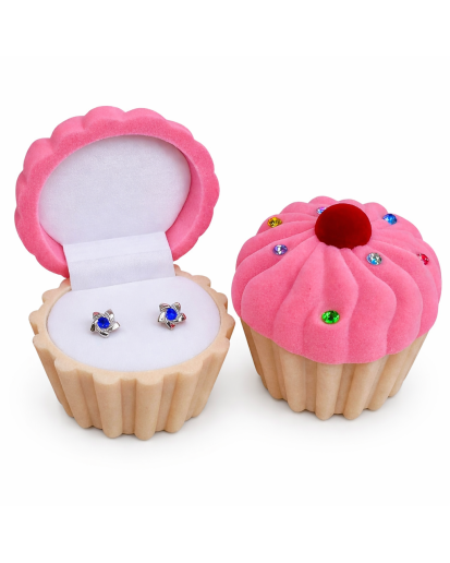 Pudełko welurowe prezentowe na kolczyki babeczka wielokolorowa