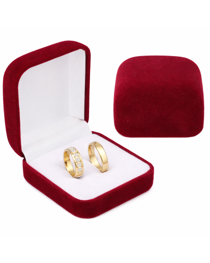 PUDEŁKO BORDOWE WELUROWE NA OBRĄCZKI ŚLUBNE , KOLCZYKI