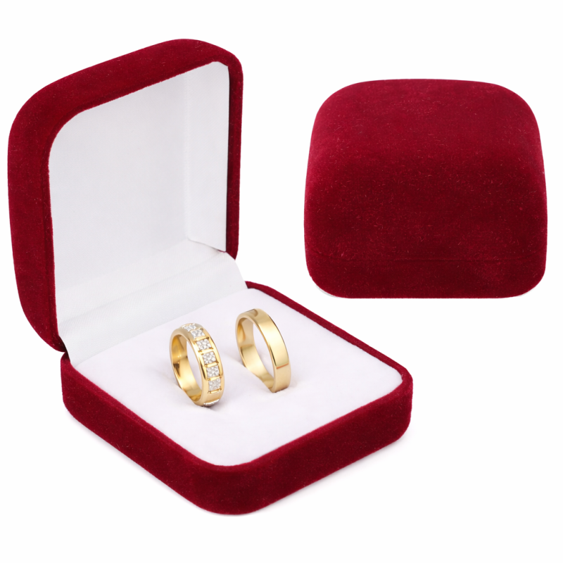 PUDEŁKO BORDOWE WELUROWE NA OBRĄCZKI ŚLUBNE , KOLCZYKI