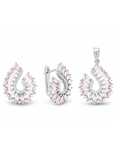 Komplet srebrny 925 z mlecznymi cyrkoniami