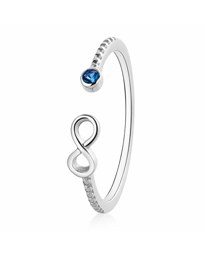 Regulowany pierścionek srebrny rodowany – nieskończoność