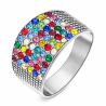 Srebrny pierścionek oksydowany z cyrkoniami AAA multicolor