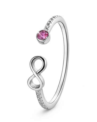 Pierścionek Srebrny 925 Rodowany – Nieskończoność, Różowa Cyrkonia