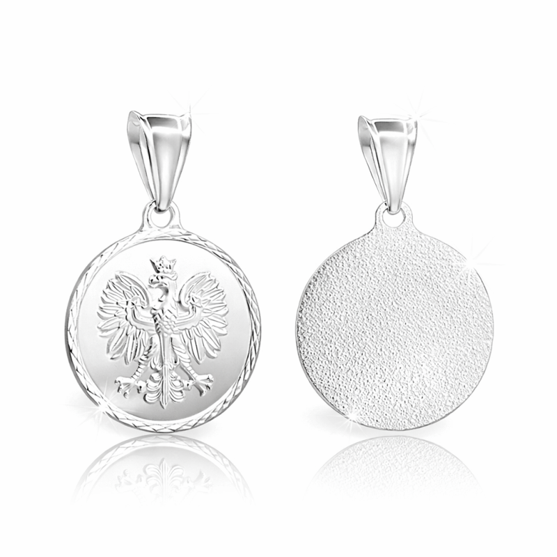 Srebrny medalik Orzeł Biały 925 – diamentowana zawieszka z orłem