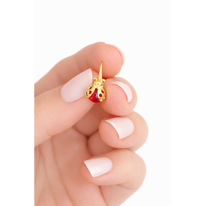 Kolczyki biedronki dla dziewczynki | Srebro pozłacane 925 | Prezent dl