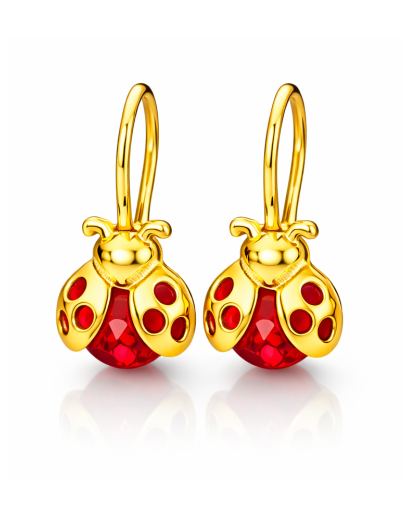 Kolczyki biedronki dla dziewczynki | Srebro pozłacane 925 | Prezent dl