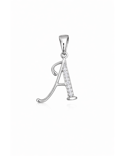 Zawieszka literka A z cyrkoniami | srebro rodowane 925