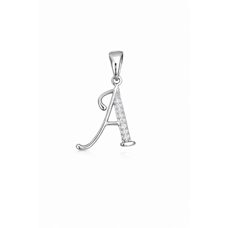 Zawieszka literka A z cyrkoniami | srebro rodowane 925