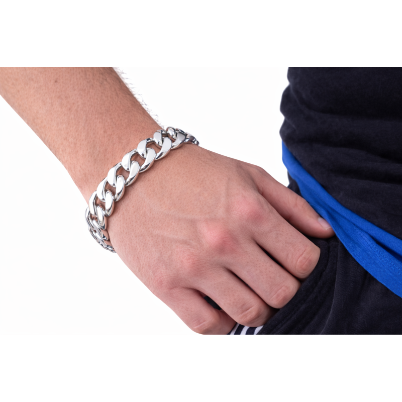 Srebrna bransoletka męska pancerka 18,9 mm srebro diamentowana 925