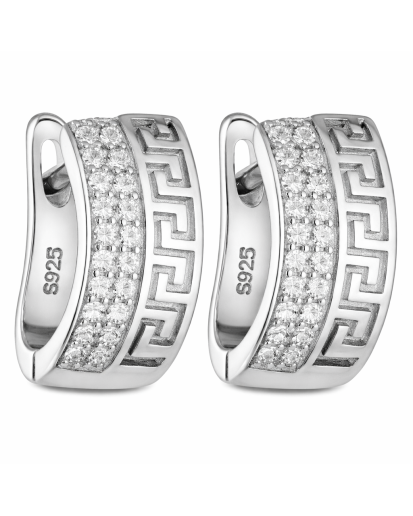 Kolczyki greckie srebro 925 z cyrkonią – lekki klasyczny detal