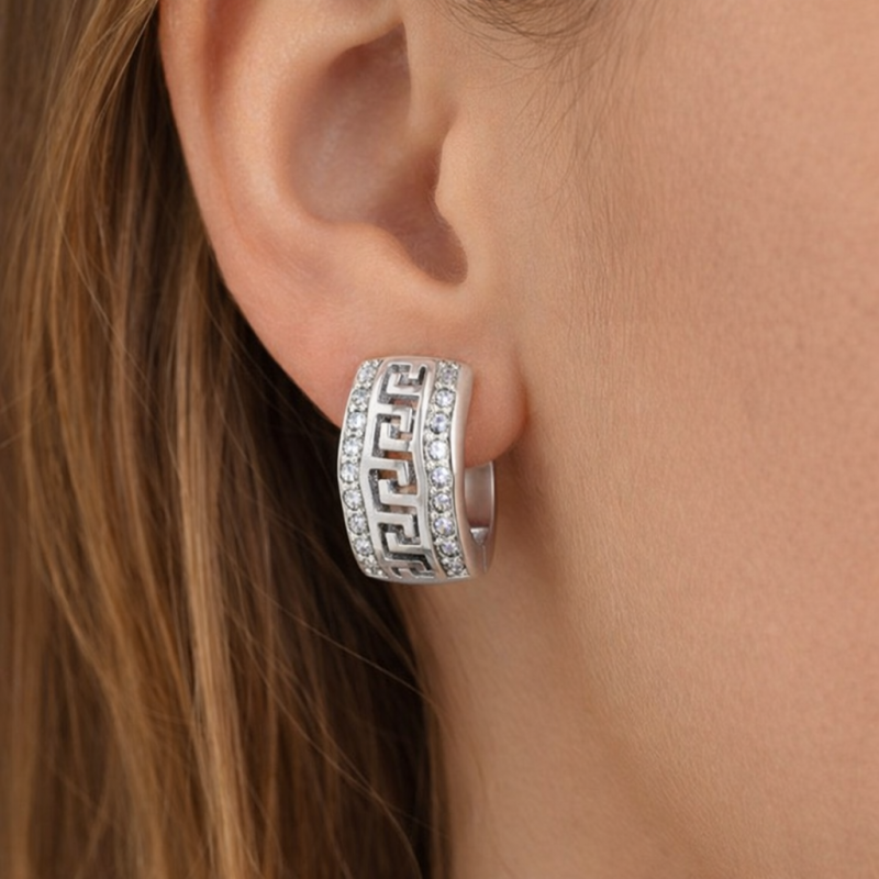 Kolczyki greckie srebro 925 z cyrkoniami – elegancja na co dzień