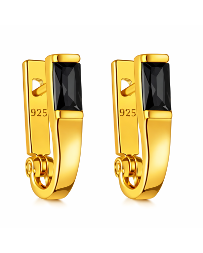 Pozłacane kolczyki przecinki 925 z cyrkonią – subtelny blask