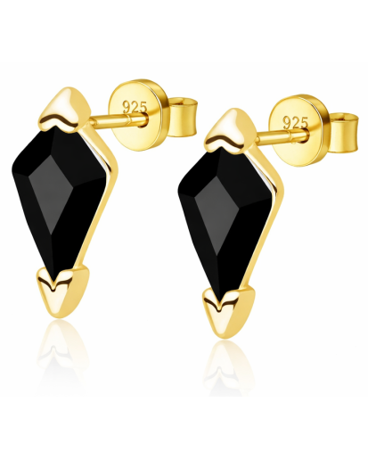 Pozłacane kolczyki srebrne 925 z cyrkonią na sztyft – lekki blask