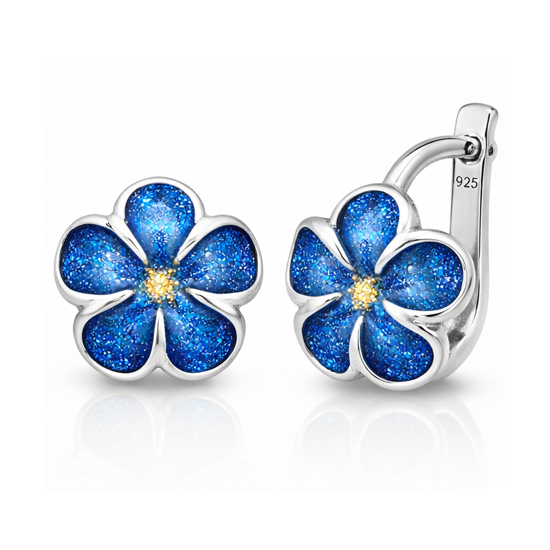 Kolczyki srebrne 925 oksydowane kwiatki niebieskie | KALA SILVER