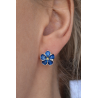 Kolczyki srebrne 925 oksydowane kwiatki niebieskie | KALA SILVER