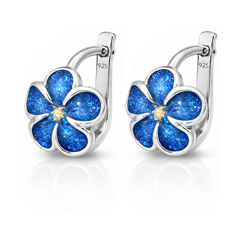 Kolczyki srebrne 925 oksydowane kwiatki niebieskie | KALA SILVER