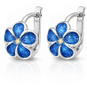 Kolczyki srebrne 925 oksydowane kwiatki niebieskie | KALA SILVER
