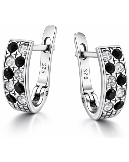 Oksydowane kolczyki przecinki 925 z cyrkonią – nowoczesny akcent