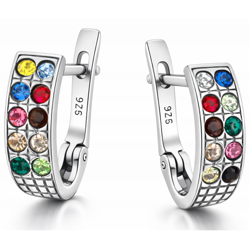 Oksydowane kolczyki przecinki 925 z cyrkonią – nowoczesny akcent