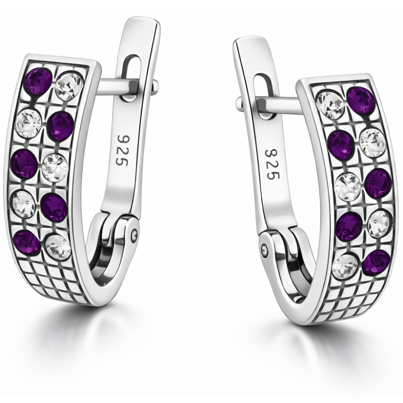 Oksydowane kolczyki przecinki 925 z cyrkonią – nowoczesny akcent