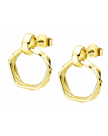 Pozłacane wiszące koła 925 – lekkie kolczyki damskie z połyskiem