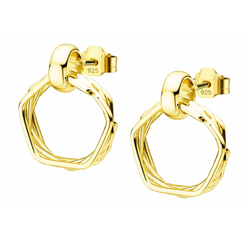 Pozłacane wiszące koła 925 – lekkie kolczyki damskie z połyskiem