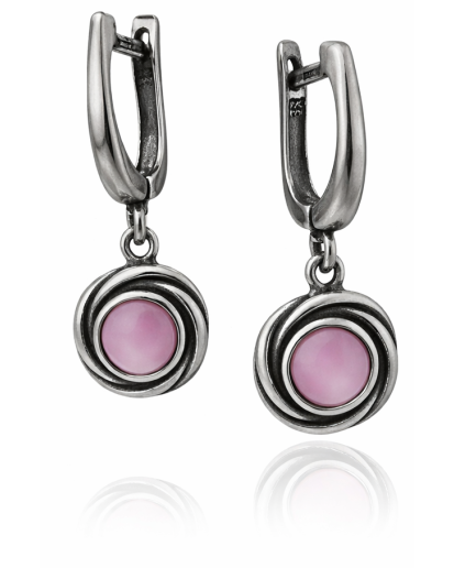 Oksydowane kolczyki damskie wiszące na biglu angielskim – srebro 925