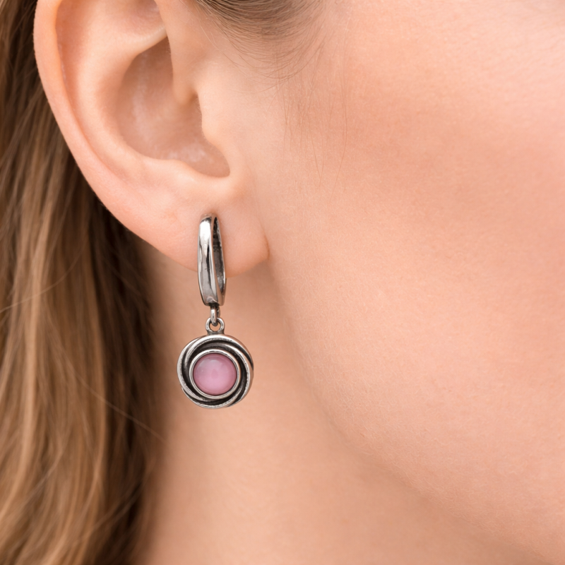 Oksydowane kolczyki damskie wiszące na biglu angielskim – srebro 925