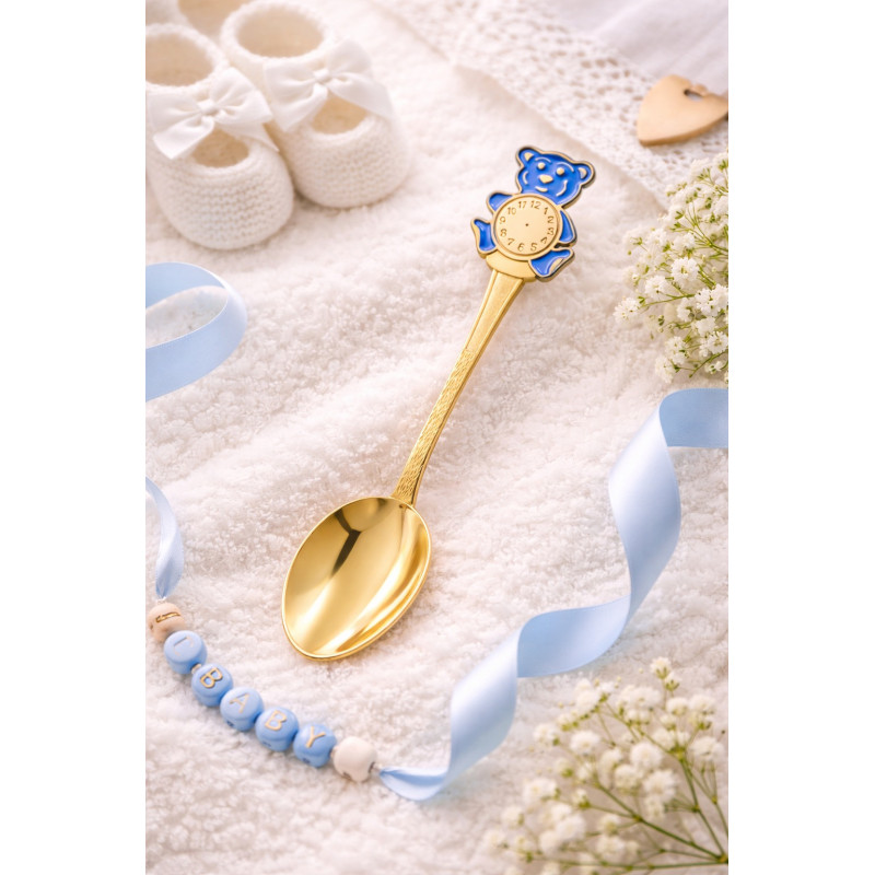 Srebrna pozłacana łyżeczka 925 na Chrzest z grawerem