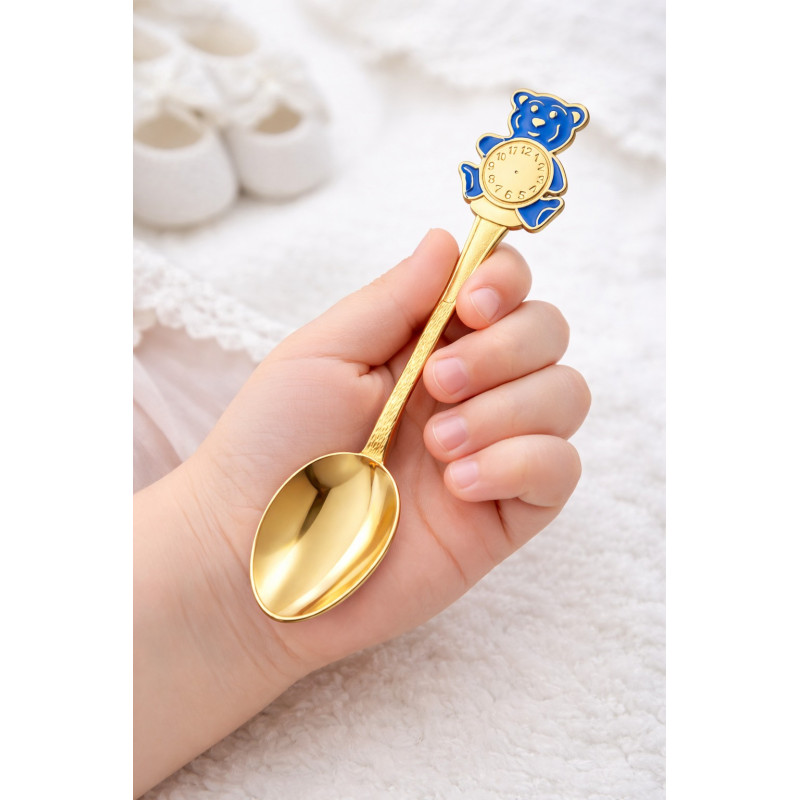 Srebrna pozłacana łyżeczka 925 na Chrzest z grawerem