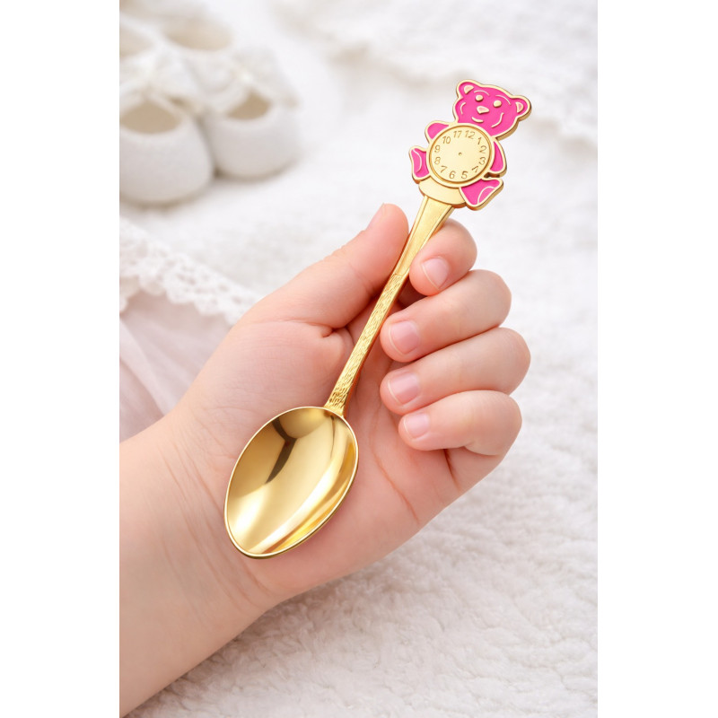 Srebrna pozłacana łyżeczka 925 dla dziewczynki na Chrzest