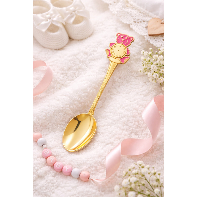 Srebrna pozłacana łyżeczka 925 dla dziewczynki na Chrzest