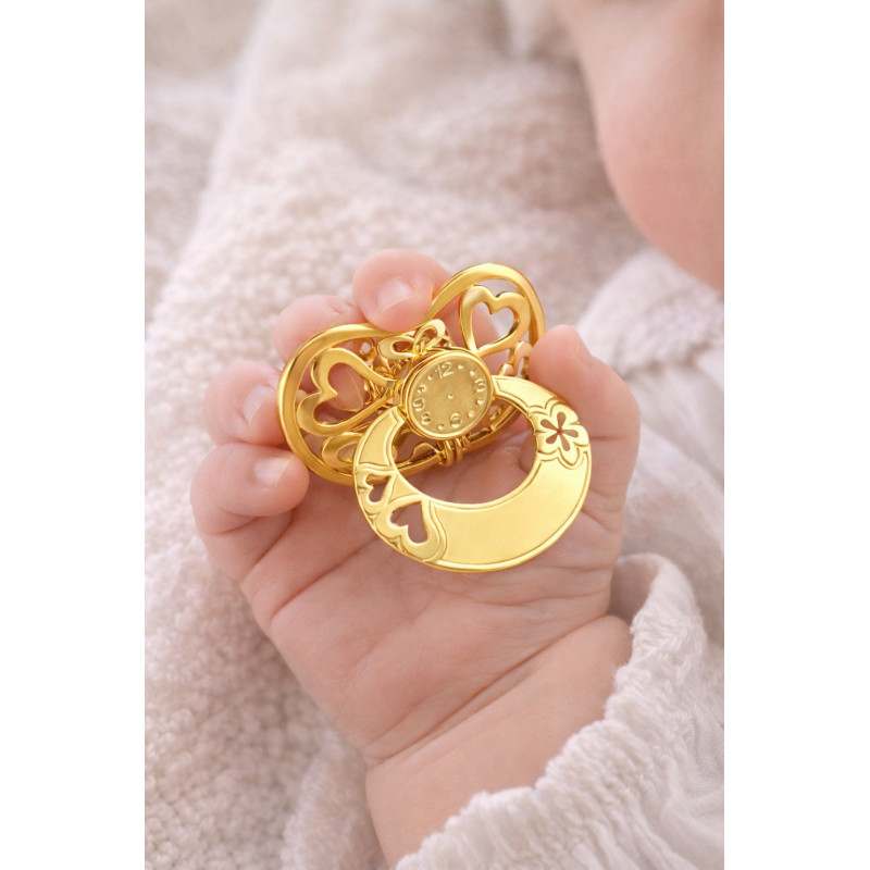 Srebrny smoczek na Chrzest ze srebra 925 pozłacany